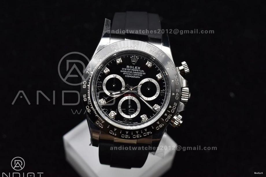 on Black Daytona Diamonds Best Edition Rubber 116519 Oysterflex Dial SA4130 BTF 1:1 Strap 1126